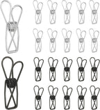 PATIKIL 50Pcs Paper Office Binder Clips, 1.26" Small Metal Wire Hollow Out Paper Clamps Long Tail Binder Clips for Photo Clothes Hanging Office Home Kitchen Food Package, Black/Silver