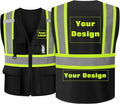 Safety Vest Customize Logo with 5 Pockets & Zipper Reflective High Visibility Vest Class 2 Outdoor Workwear