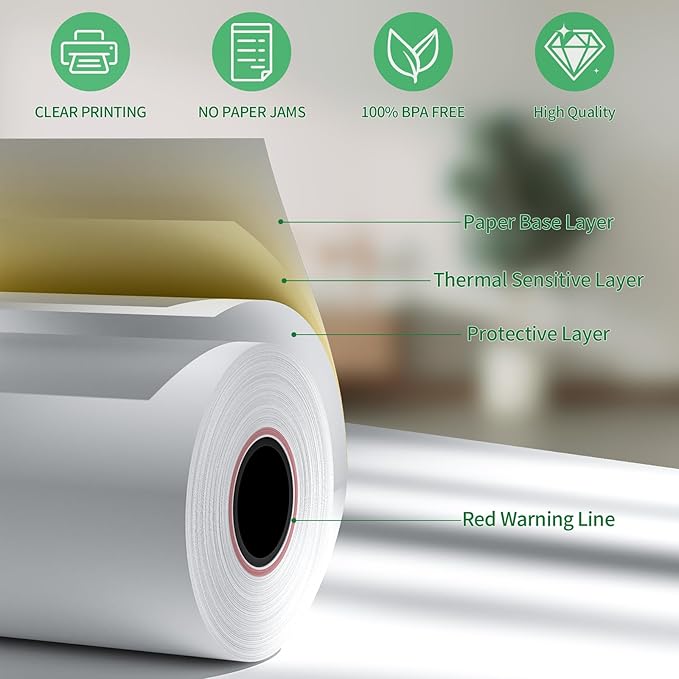 (50 Rolls) 2 1/4" x 85' Thermal Receipt Paper Rolls, Cash Register POS Thermal Paper, Credit Card Thermal 2 1/4 in x 85 ft.