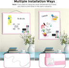 MaxGear Double-Sided Dry Erase Board for Wall, 16"x12" Hanging Whiteboard, Small Dry Erase White Board kit, Portable Whiteboard for Planning, Drawing, Memo, to Do List, Pink Frame