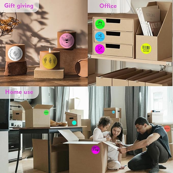 3 x 3Inch Round Color Coding Labels Circle Thermal Labels Printable Waterproof 500Pcs Round Stickers Adhesive Writable for Office, Garage, DIY Sticker, Barcodes,Name Tag, Fluorescent Purple