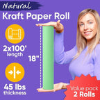 18" x 1200" (100 ft) Light Green Kraft Paper Roll (Value Pack of 2), 45 lbs Thickness, Made in USA Colored Craft Paper for School, Bulletin Board - Odorless, Non-Toxic, Safe for Kids