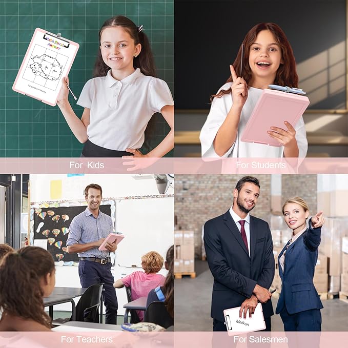 Small Clipboard with Storage, A5 Clipboards with Pen Holder, Half Letter Clip Boards 6x9 Mini Plastic Clipboard with Low Profile Clip for Classroom, School, Office Supplies (Light Pink)