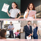 Small Clipboard with Storage, A5 Clipboards with Pen Holder, Half Letter Clip Boards 6x9 Mini Plastic Clipboard with Low Profile Clip for Classroom, School, Office Supplies (Light Pink)