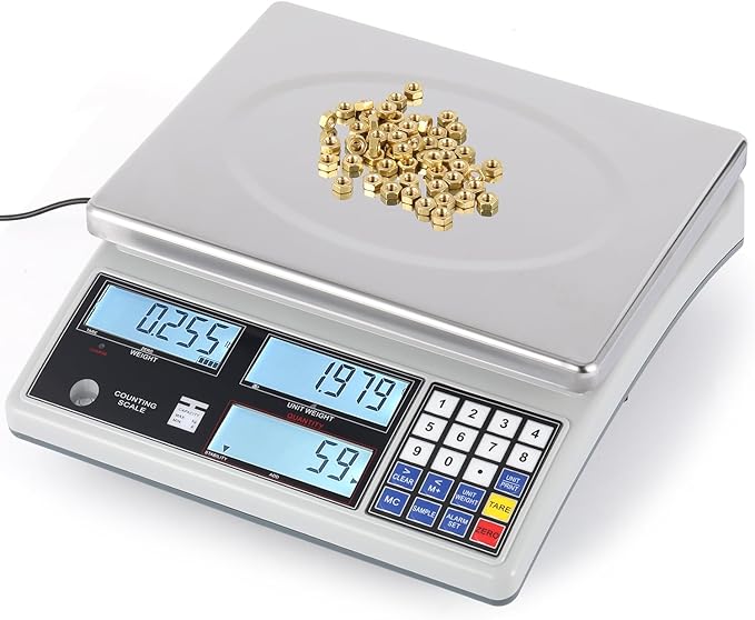 Bonvoisin Industrial Counting Scale Digital Scale for Parts and Coins kg/g/lb Electronic Gram Scale Inventory Counting Scale Industrial Parts Coins Piece Counting Scale (15kg/33lb, 0.1g)