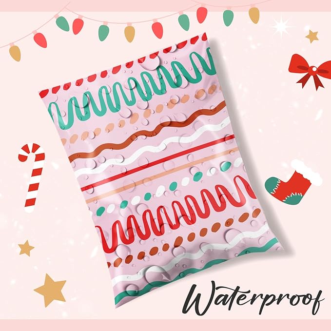 Metronic Poly Mailers 14.5x19 Inch 50pc Shipping Bags for Clothes,Self Adhesive Shipping Envelopes for Small Business,Waterproof Mailers Poly Bags for Shipping,Packaging Mailing Bags Pink Squiggles