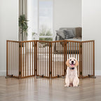 Dog Gates for Doorways, Tall Dog Gate Indoor, Foldable Pet Gates for Doorways Bedroom, Freestanding Puppy Gate with Metal Support Feet, Room Divider,6 Panels (Walnut)
