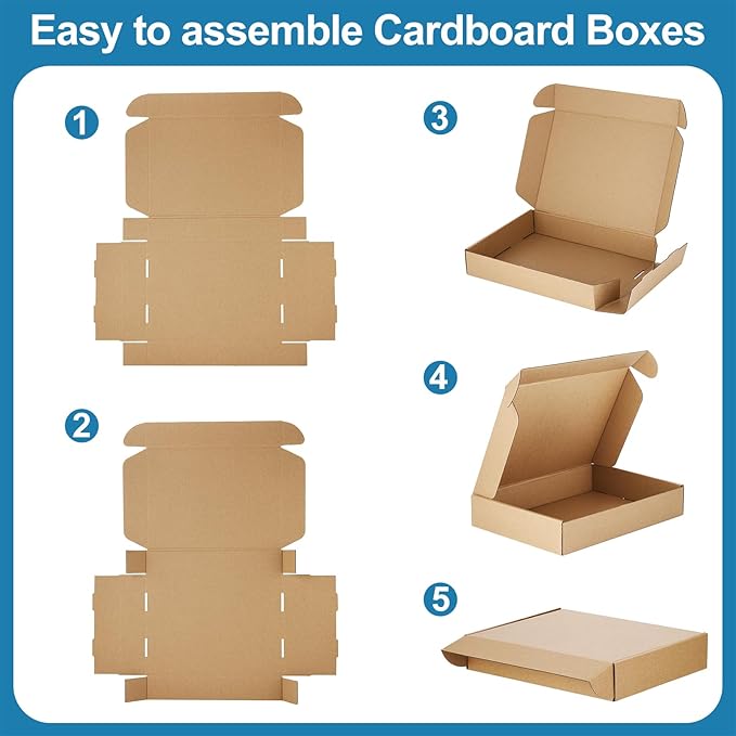 Famagic 12Pack 4x4x2 Small Shipping Boxes - Brown Corrugated Cardboard Mailer Boxes for Small Business, Mailing Boxes for Packaging, Bulk