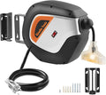 Giraffe Tools DE14 Retractable Extension Cord Reel 50 ft 14/3AWG Power Cord Storage Reel Wall/Ceiling Mount, Lighted Triple Tap Outlet, 50ft, Black Orange