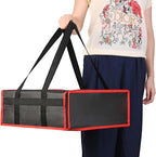 Bodaon Insulated Pizza Bags for Food Delivery 16" x 16" x 6", Compact Pizza Bag Holds 3 Boxes, Foldable Thermal Carrier for Delivery Staff Black-Red