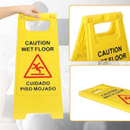 Macarrie 12 Pack Caution Wet Floor Sign Wet Floor Double Sided Cuidado Piso Mojado Foldable Bilingual Alert Sign for Commercial Use Indoors Outdoors, 11.5 x 23.62 Inches(Classic Style)