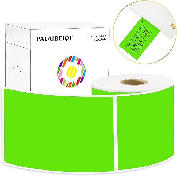 3x5 Inch Thermal Label Stickers,300Pcs Waterproof Rectangle Labels for Storage Bins,Moving Boxes,Address & Inventory Organization,Small Business Labeling,Light Green