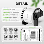 Suminey - Compatible Continuous Labels Replacement for Brother DK-2205 (2.4 in x 100 ft), Use with Brother QL Label Printers [6 Rolls+ 1 Refillable Cartridge] ﻿