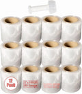 Master Green, 5" x 1000ft 80 Gauge (Pack of 12 Rolls) Clear Plastic Mini Hand Stretch Shrink Wrap Film with One Handle for Industrial, Shipping, Pallet, Storage, Retail, Packing Moving Packaging