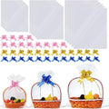 60 Packs Large Clear Cellophane Bags 14x20 18x24 24x30 Inches Jumbo Gift Basket Wraps Extra-large Transparent Plastic Bags for Fruit Basket, Gift Wrap, Treats, Arts and Crafts, 60 pcs Pull Ribbon Bow Ties