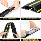 Pangda 30 FT Floor Cable Cover Heavy Duty Cord Cover Protector Power Cable Protector Soft Extension, Organize and Protect Wire on Floor for Home Office or Outdoor Settings (Black, Yellow)