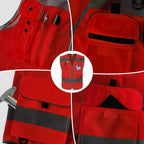 TCCFCCT Mesh Hi Vis Vest 9 Pockets High Visibility Reflective Safety Vest for Men Women, Safety Construction Vest with Reflective Strips, Meets ANSI/ISEA Standards, (Red, Medium)
