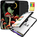 Clipboard with Storage,Office Supplies Nursing Clipboards Folder with Pen Holder Plastic Storage ClipBoard Foldable for Teacher Nurse,Mushroom Frog
