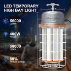 400W LED Temporary Work Light，56000Lumens 5000K Daylight White ON/Off Switch & Hook, IP65 Dust & Waterproof,Portable Hanging Construction Site Light for Jobsite, Warehouse, Workshop, Outdoor Projects