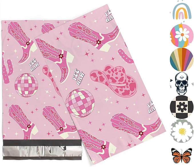 6x9 Poly Mailers – Disco Cowgirl – Waterproof, Tear-Resistant Shipping Bags with Adhesive Seal – 100 Pack – Package Mint