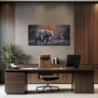 ZHENGYIN Grizzly Bear & Bird Canvas Wall Art,Black and White Wildlife Artwork, Warm Earth Tone Glow, Rustic Western Farmhouse Wall Decor for Entryway Bedroom, Over Console, 20x40 Inch
