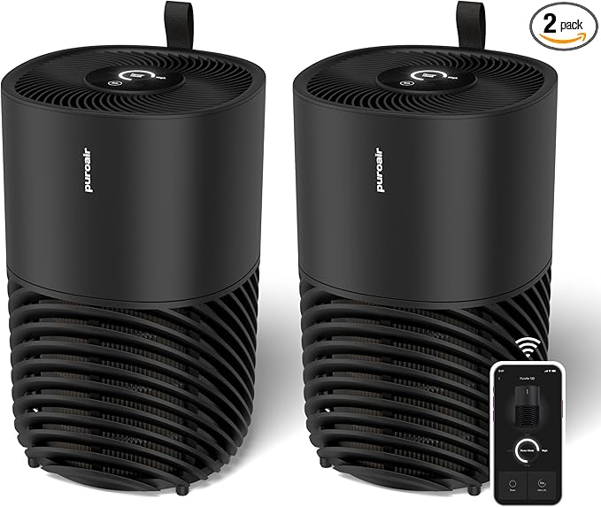 PuroAir 130i HEPA Air Purifiers for Home Pets - Covers Up To 600 Sq Ft - Filters Up To 99.9% of Pollutants, Smoke, Pollen, Dust - Quiet HEPA Air Filter - Air Purifiers for Bedroom (2 Pack)