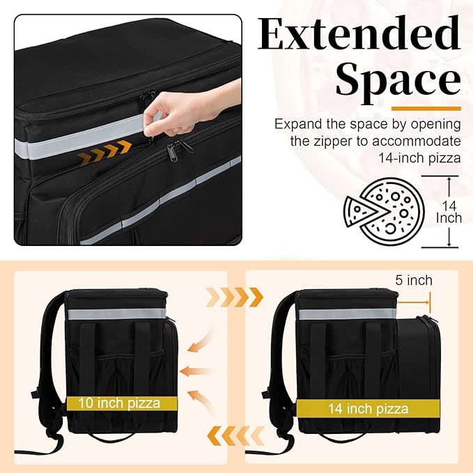 Expandable Food Delivery Backpack with Insulation
