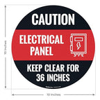 Caution Electrical Panel Circle Floor 10x10 inches, Floor Decal Anti-Slip Adhesive Floor Sign Made in USA