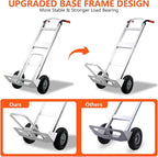 Aluminum Hand Truck 600 LBS Capacity, Handle Heavy Duty Industrial Dolly with 10" Pneumatic Tire and 2 Elastic Cords, Platform Cart for Transport and Moving in Home, Office, Warehouse, Supermarket