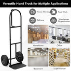 Goplus Hand Truck, P-Handle Hand Truck Dolly with Vertical Loop Handle, 10” Wheels, 15” x 9” Foldable Nose Plate, 660 LBS Capacity, Heavy Duty Metal Dolly Cart for Lifting, Moving, Delivery, Stairs
