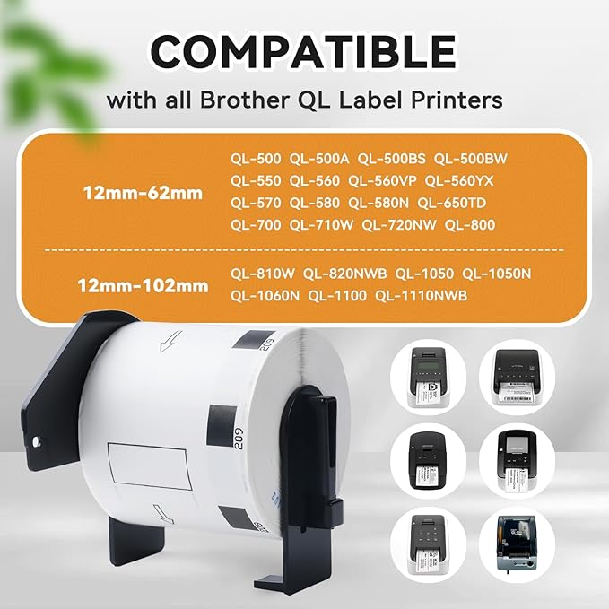 Suminey - Compatible Barcode Labels Replacement for Brother DK-1209 (2.4 in x 1.1 in), Use with Brother QL Label Printers [10 Rolls/8000 Labels + 1 Frame]