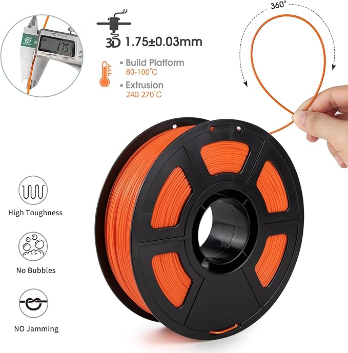 iSANMATE ASA Filament 1.75mm Orange 1KG, UV & Weather Resistant 3D Printer Filament Perfect for Outdoor Functional Parts, Dimensional Accuracy +/- 0.02mm, 1kg Spool (2.2lbs)