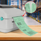 Green Direct Thermal Labels 4 × 6 Inch Vinyl Self-Adhesive Fanfold Shipping Stickers Waterproof Perforated Printer Decal for Office School Warehousey 500 PCS