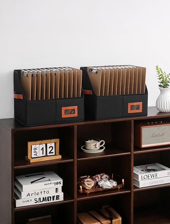 Qozary Clipboard Holder for Classroom-2 Pack Foldable Clip Board Storage Organizer Basket with Handle for Easy Carrying, Classroom Office Desk Organizer Bin, Clipboards Not Included