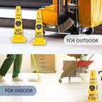 BESEA Caution Wet Floor Signs 8 Pack Heavy Duty Caution Cones to Avoid Slipping When Wet Sign, Yellow 4 Sides Bilingual Printing Avoid Fall Slip Accident for Indoors and Outdoors