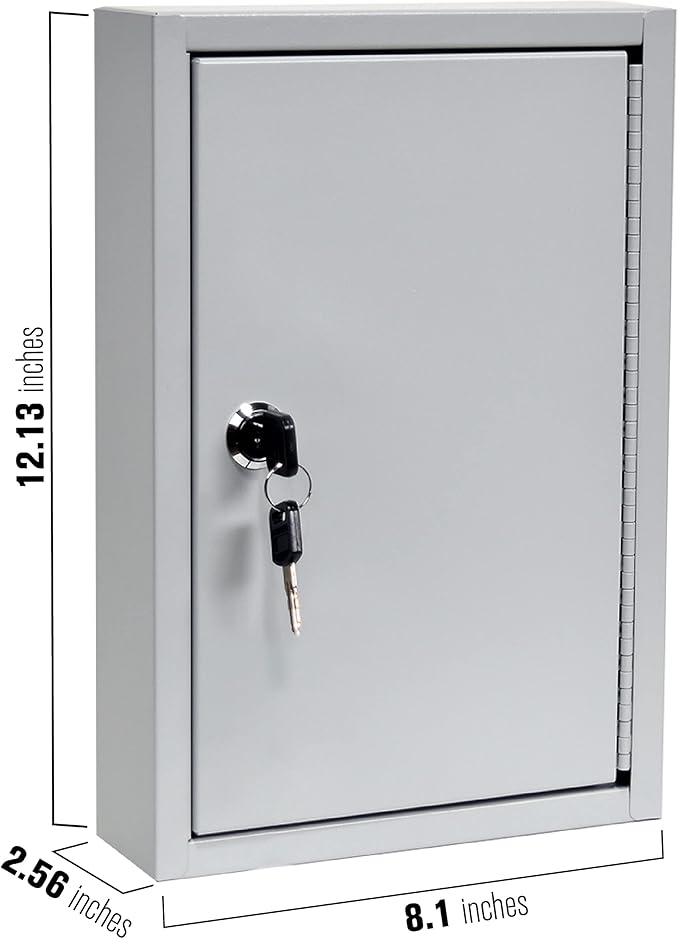 BankSupplies STEELMASTER 30 Key Cabinet | Single Lock Control Key Box | Welded 22 Gauge Steel Construction | Scratch Resistant | Write-On Key Tags for Easy Identification