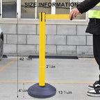 OangeStar 6 Packs Crowd Control Stanchions w/10ft Retractable Belt, Crowd Control Barriers Set w/Water Filled Base, Ideal for High Traffic Areas, Yellow