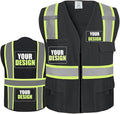 BeautyWill Custom Safety Vest Customized Logo Class 2 High Visibility Reflective Vest with Pockets Construction workwear