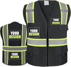 BeautyWill Custom Safety Vest Customized Logo Class 2 High Visibility Reflective Vest with Pockets Construction workwear