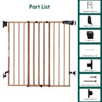 Babelio 34" Extra Tall Baby/Dog Gate with No Threshold Design Walk Thru Door, 26-43" Auto Close Safety Gate for Babies, Elders and Pets, Fits Doorways, Stairs, and Entryways, Brown Wood Pattern