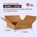 TAPE LOGIC 18 x 18 x 4 Corrugated Cardboard Boxes, Flat 18"L x 18"W x 4"H, Pack of 25 | Shipping, Packaging, Moving, Storage Box for Home or Business, Strong Wholesale Bulk Boxes