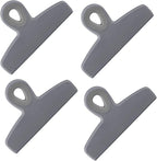 COOK WITH COLOR Bag Clips - Heavy Duty Chip Clip and Refrigerator Magnet Clips for Food Storage with Air Tight Seal Grip, Grey, Pack of 4 Large Clips