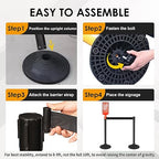 6 Pack Stanchions with Retractable Belts - Heavy Duty Crowd Control Barriers with Weighted Rubber Base, 10FT Retractable Belt Stanchions for Queue Line, Events, Public Safety(Black，6 Pack）