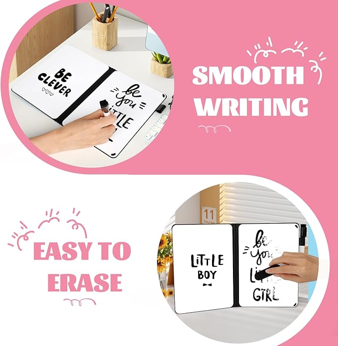 A5 Portable White Board Dry Erase, 8.4 x 6 inch Double Sided Folding Whiteboards with 2 Pens, Small Dry Erase Board Notebook for Study, Doodling, Meeting, Planning