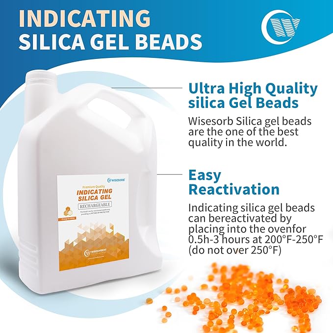 [15 LBS] Orange Premium Indicating Silica Gel Beads (Industry Standard 3-5 mm) - Reusable Desiccant Beads Silica Gel Dehumidifier