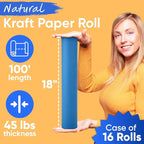 18" x 1200" (100 ft) Dark Blue Kraft Paper (Case of 16 Rolls), 45 lbs Thickness, Made in USA Kraft Paper for School, Art Colored Paper, Gift Wrapping Paper, Packing Paper for Moving