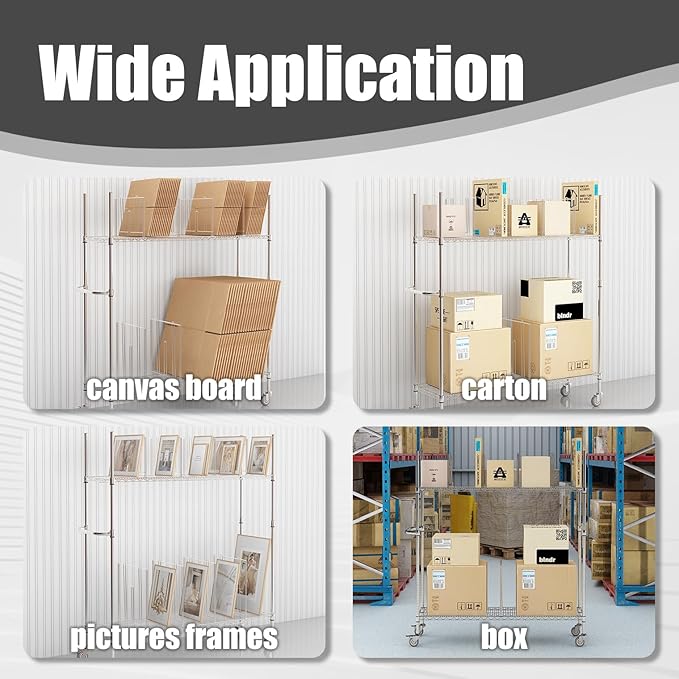 Commercial Wire Carton Cart, 60" x 18" x 69", 2-Tier Wire Carton Stand Unit, 400Lb Floor-Standing Storage Cart with Wheels & Handle, Box Rack for Home Supermarket Warehouse
