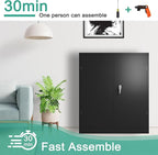 Locking Garage Storage Cabinet with Door, Black Metal Wall Cabinet with Shelves, Small File Cabinet for Home, Office, School, 41.6''H× 36 ''W ×18''D, Assembly Required