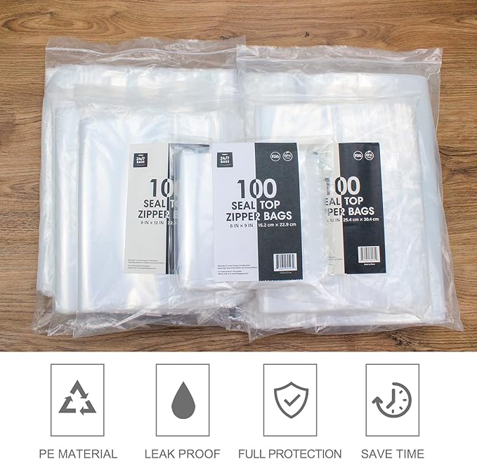6" X 9" (1000 Bags) 2 Mil Clear Reclosable Zip Plastic Poly Bags with Resealable Lock Seal Zipper