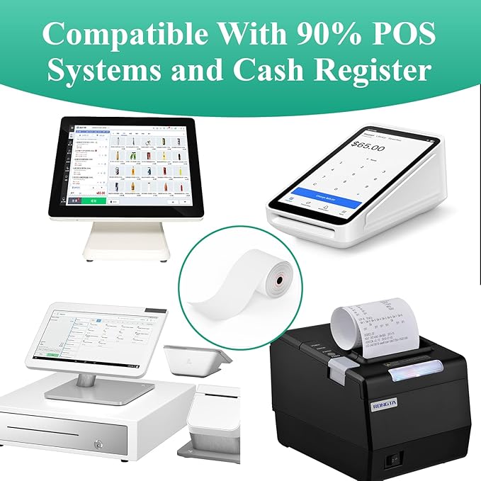 3 1/8" x 230' Thermal Paper Receipt Rolls, Premium Quality Thermal Printer Paper Compatible with Most POS Systems, Cash Registers,Credit Card Paper（20Rolls）